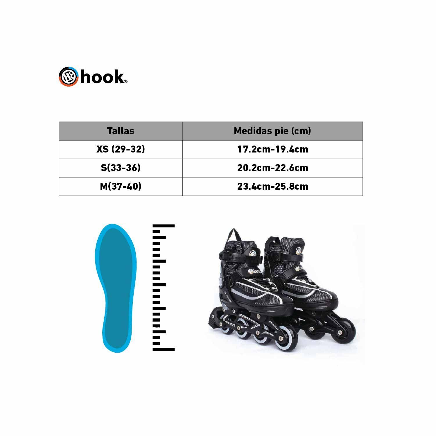 Patines En Linea Extensible Hook Fitness Negro-1
