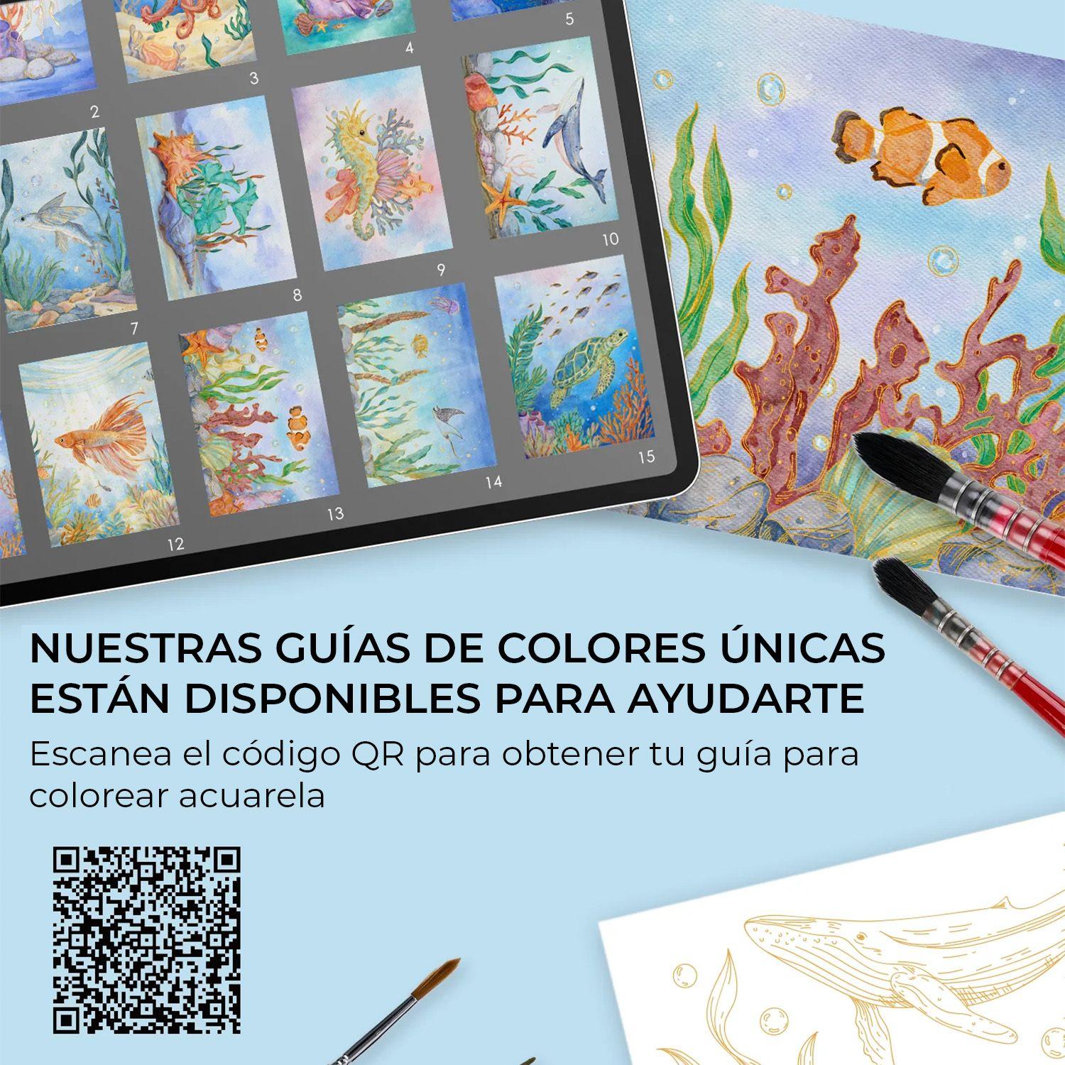 Libro de Acuarela para Colorear 15 hojas A5 300g/m² Oceano-5