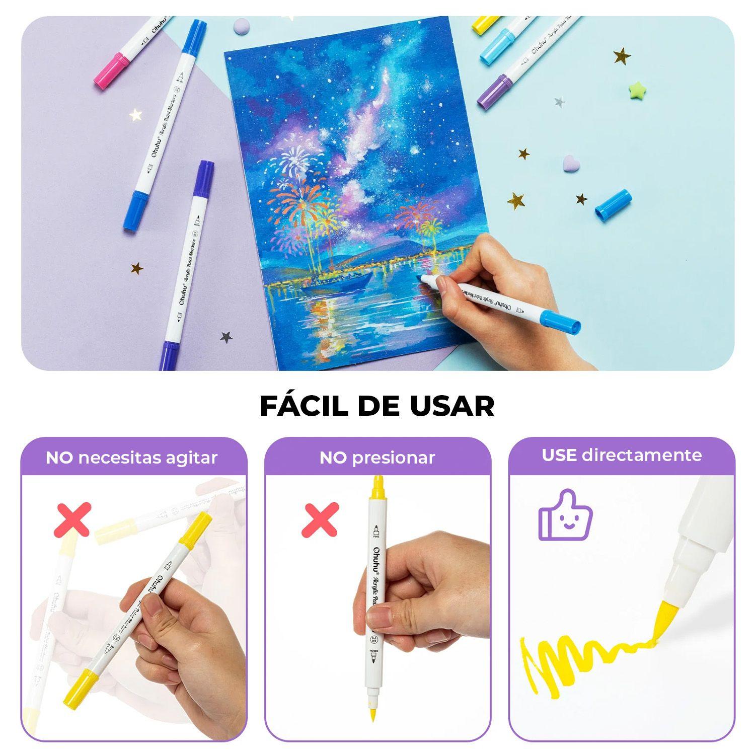 Ohuhu 72 Marcadores Acrílicos Akaka Puntas Fina & Puntos-2