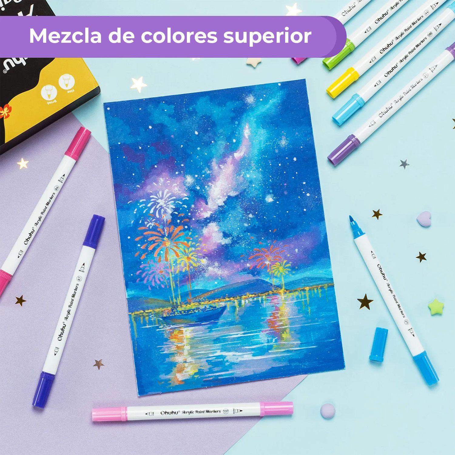 Ohuhu 72 Marcadores Acrílicos Akaka Puntas Fina & Puntos-6