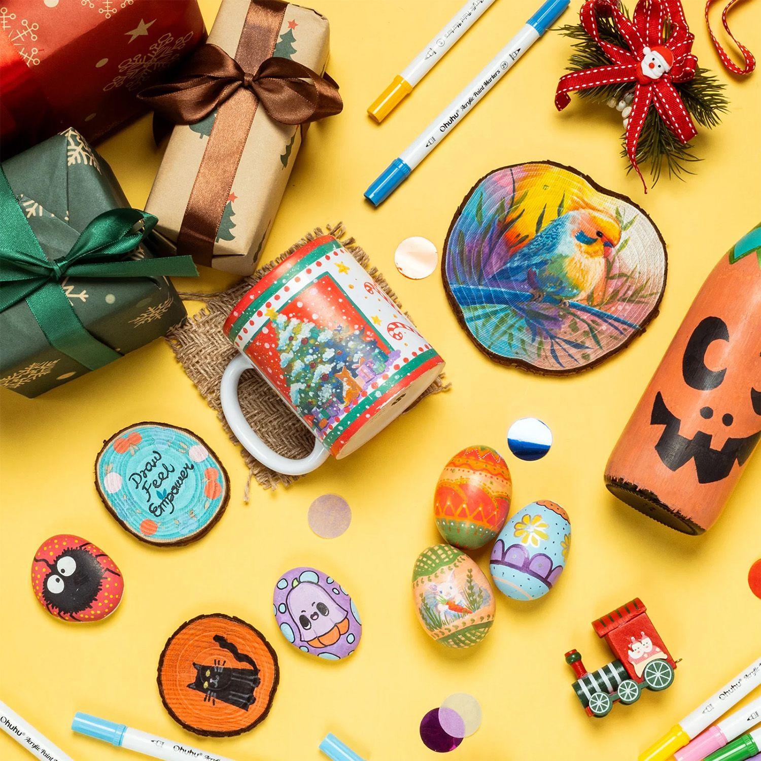 Ohuhu 72 Marcadores Acrílicos Akaka Puntas Fina & Puntos-7