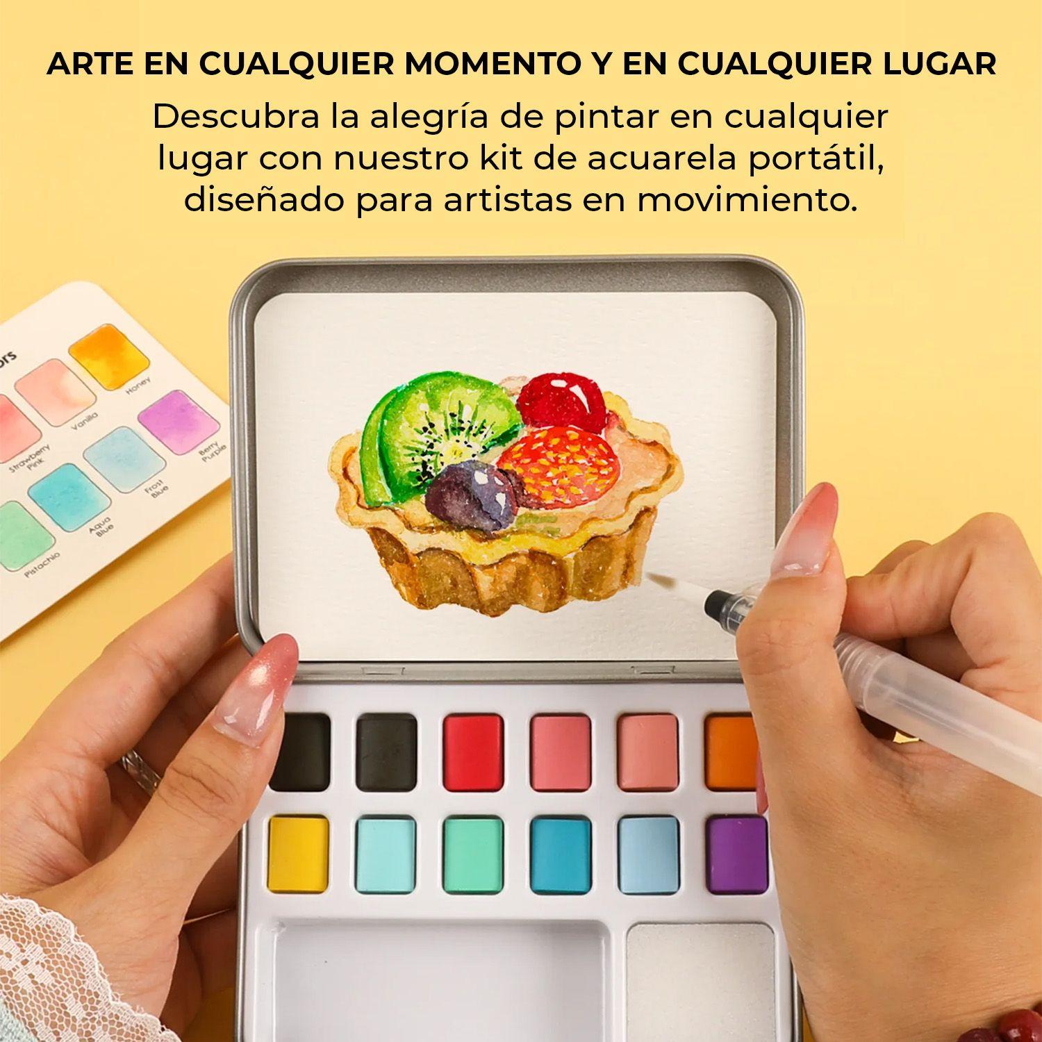 Grabie Set Acuarela Bolsillo + Pincel 12 colores de Postres-3