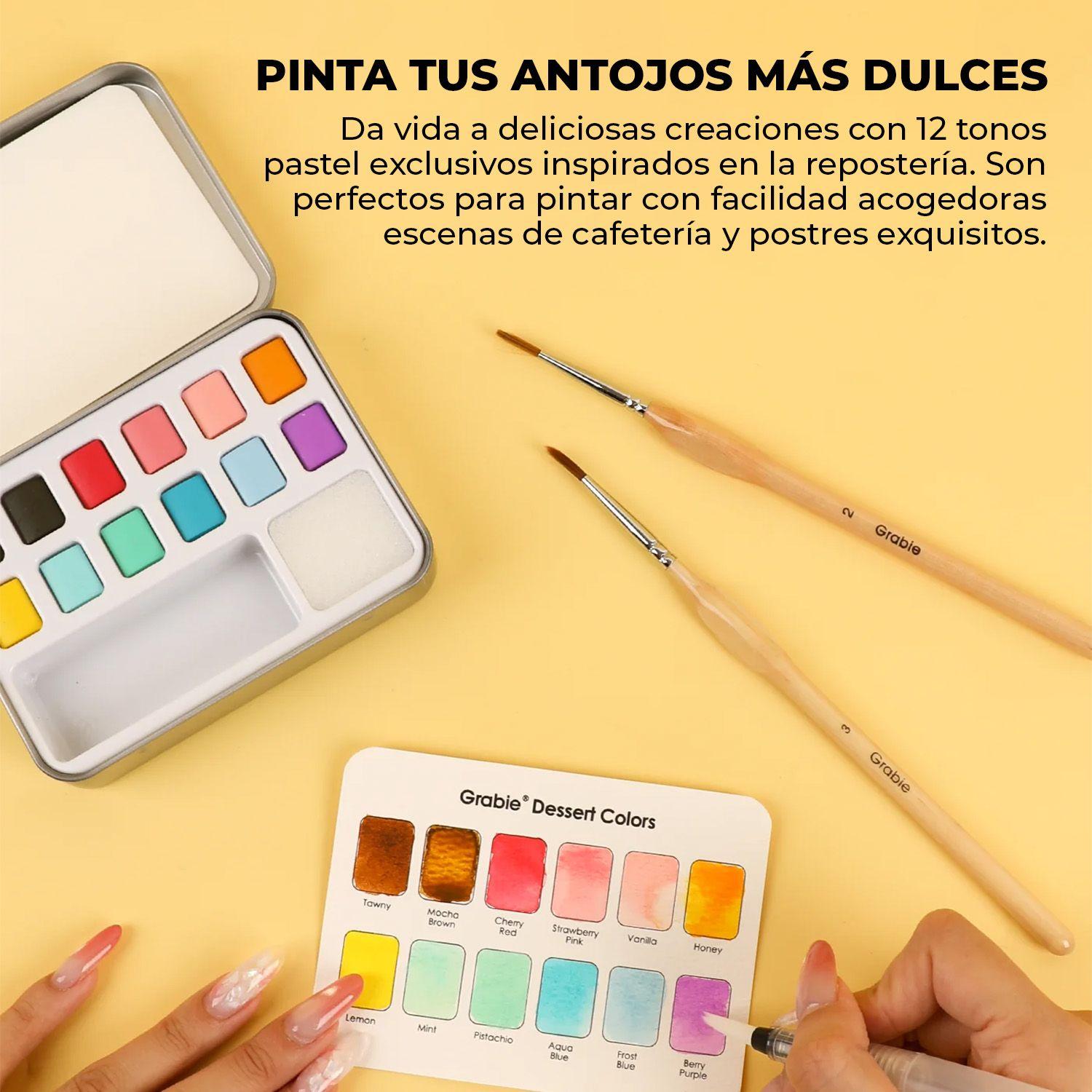 Grabie Set Acuarela Bolsillo + Pincel 12 colores de Postres-5