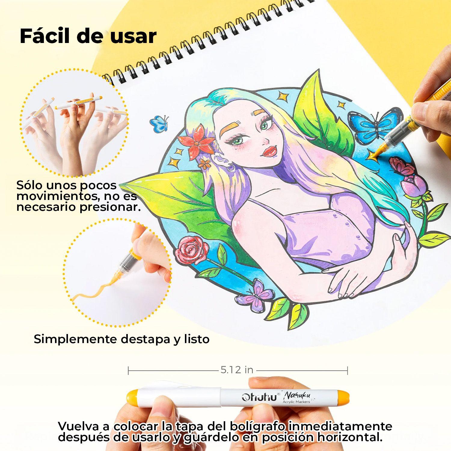 Ohuhu 72 Marcadores Acrílicos Nahuku Direct Ink Punta Pincel-5