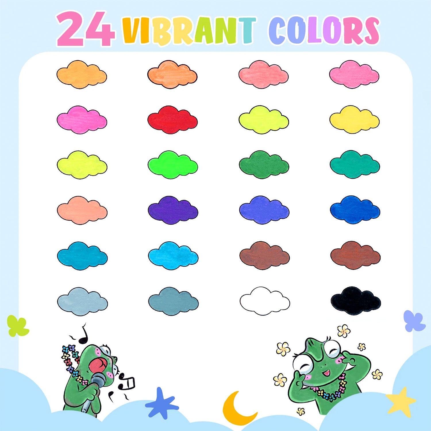 Ohuhu 24 Marcadores Acrílicos Lavables para Niños Punta Bala-5