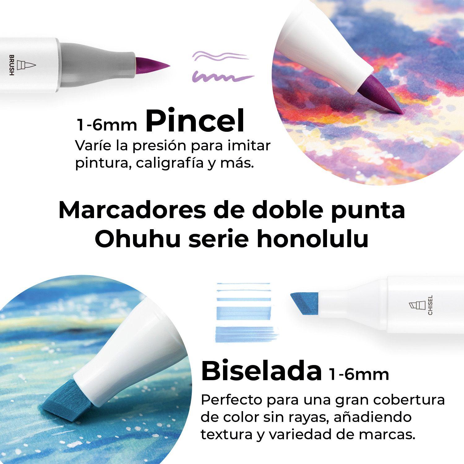 Ohuhu 6 Marcadores Alcohol Tonos Púrpura Pincel & Biselada-2