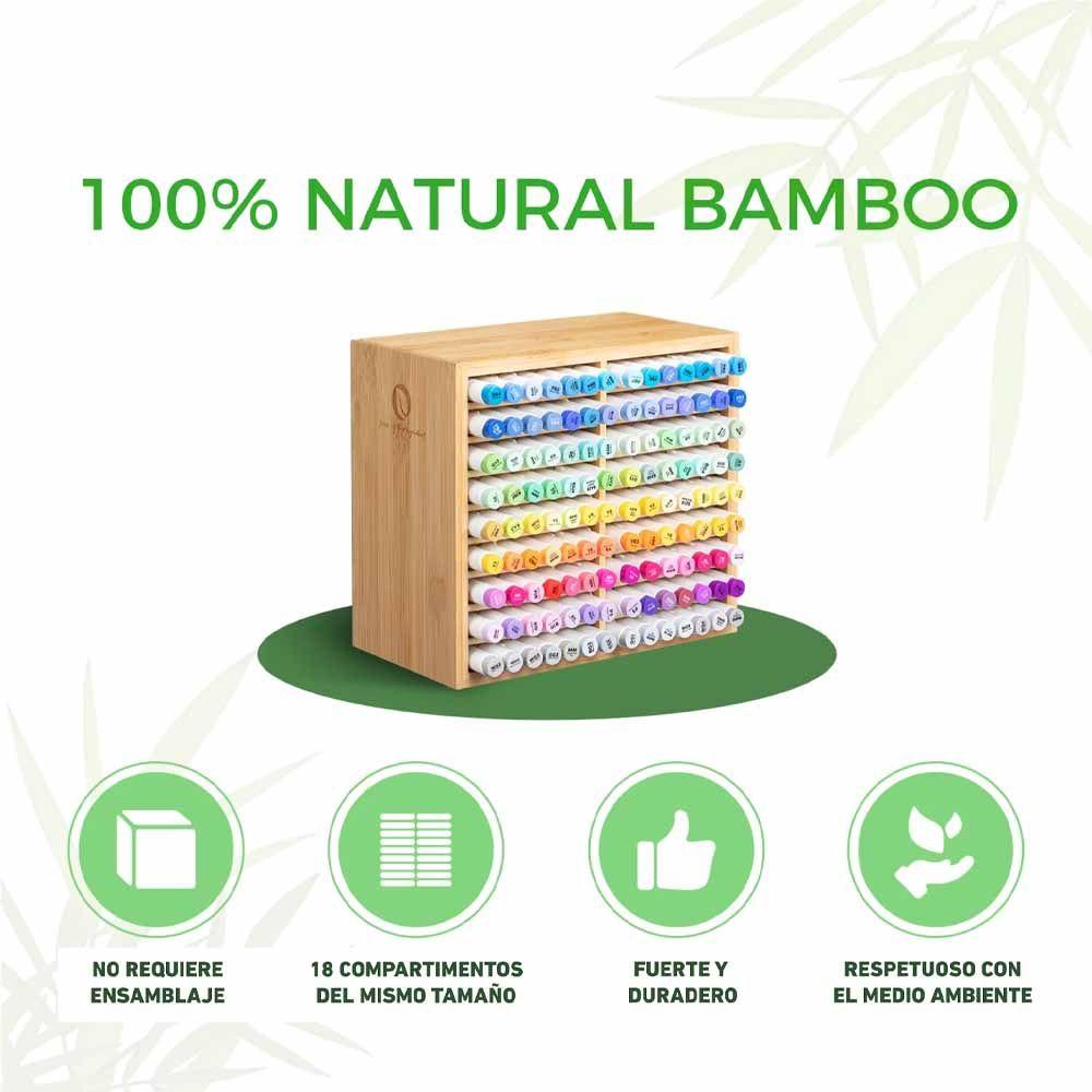 OHUHU ORGANIZADOR DE MARCADORES DE BAMBÚ PARA 126 UNIDADES-3