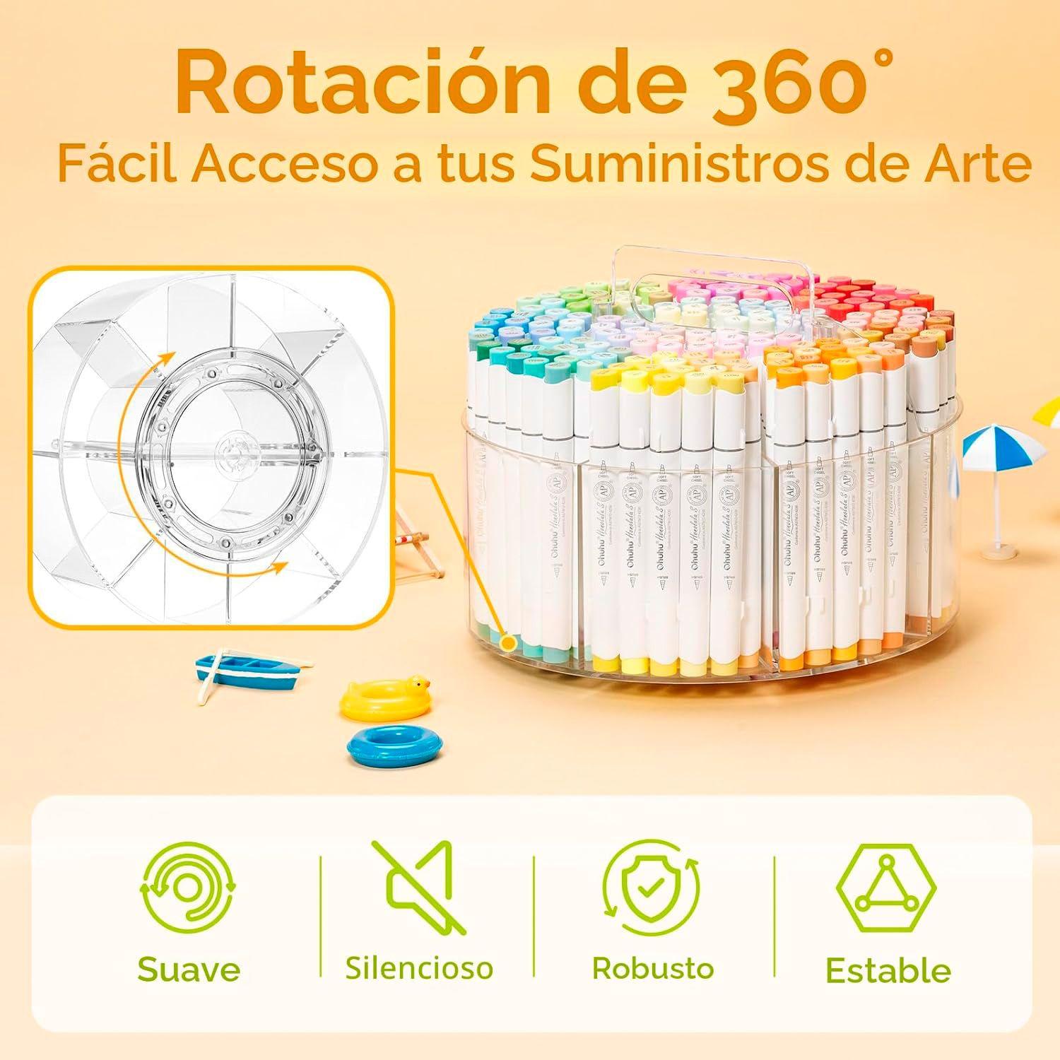 Ohuhu Organizador Acrílico Giratorio para 178 Marcadores-4