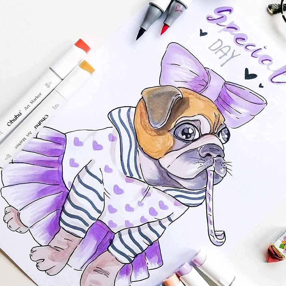 Ohuhu48 Marcadores De Alcohol Pastel+ 1 Blender. Pincel&fina-2