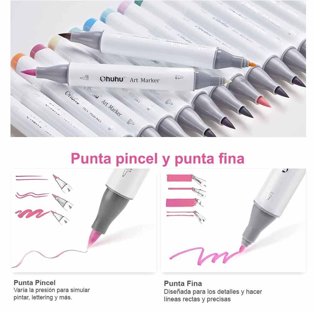 Ohuhu48 Marcadores De Alcohol Pastel+ 1 Blender. Pincel&fina-3