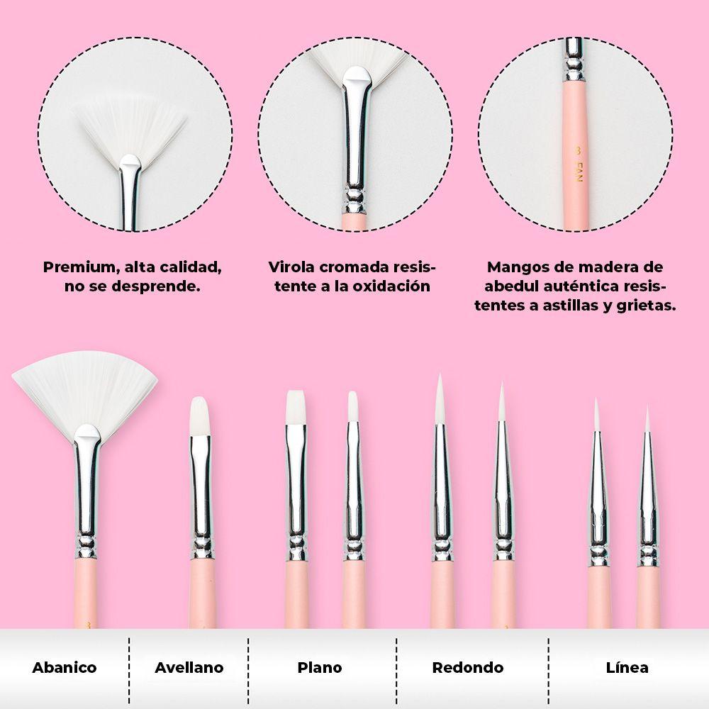 HIMI SET DE 8 PINCELES MULTIFORMA ROSADO-2