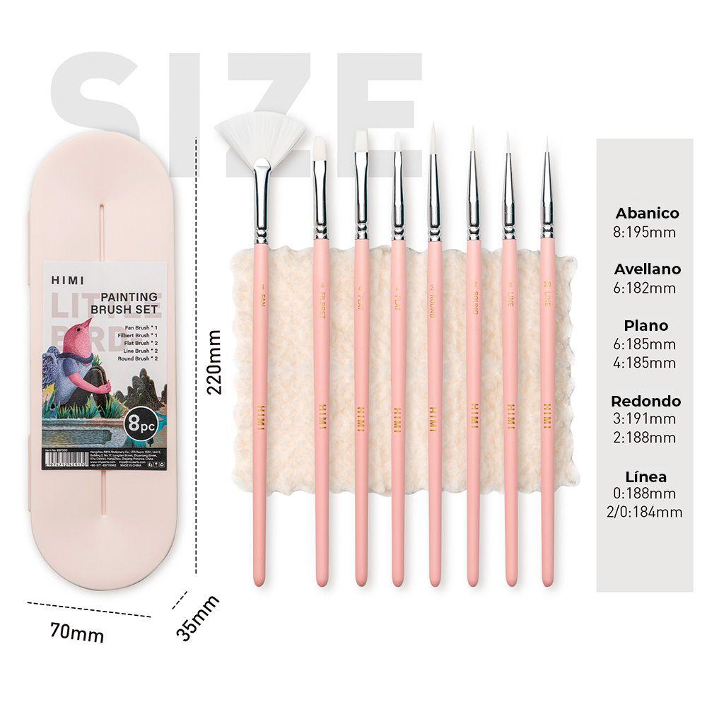 HIMI SET DE 8 PINCELES MULTIFORMA ROSADO-4