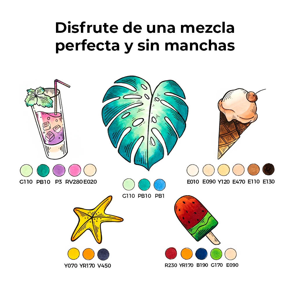 Ohuhu Pack 6 Marcadores Alcohol Tonos Pastel Pincel&Biselada-4