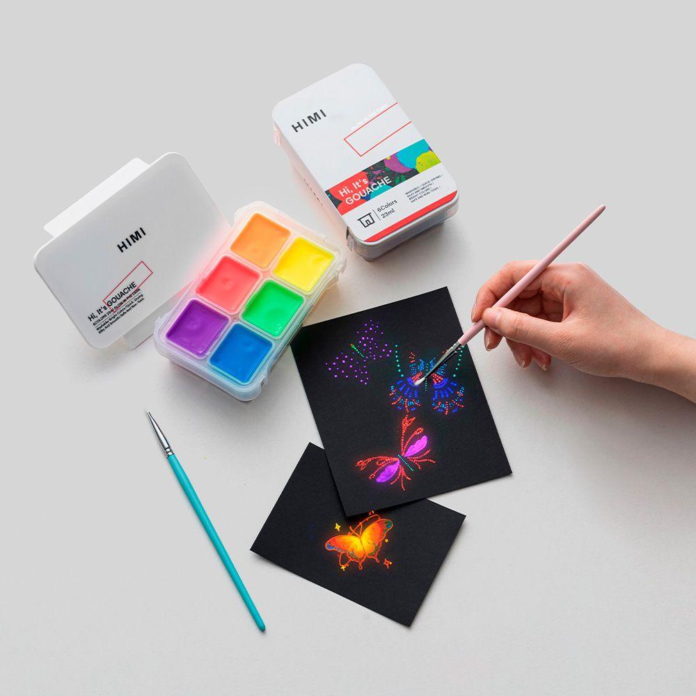 HIMI Set Gouache Brillo en la Oscuridad 6 Tonos Basicos 23ML-5