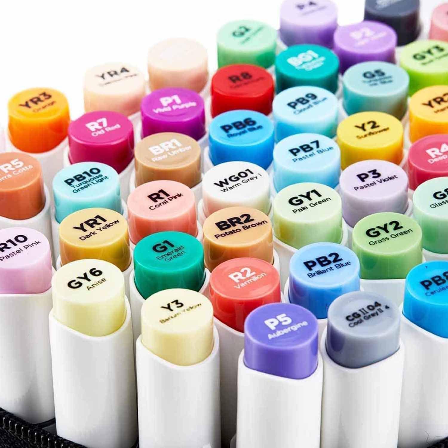 Ohuhu 48 Marcadores Alcohol Basicos +1 Blender Pincel & Fina-4