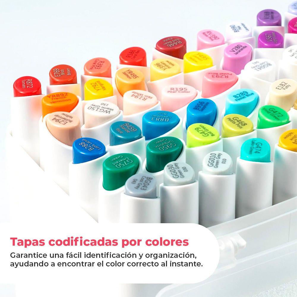 Ohuhu 60 Marcadores Base Alcohol Mini pincel y Biselada fina-7