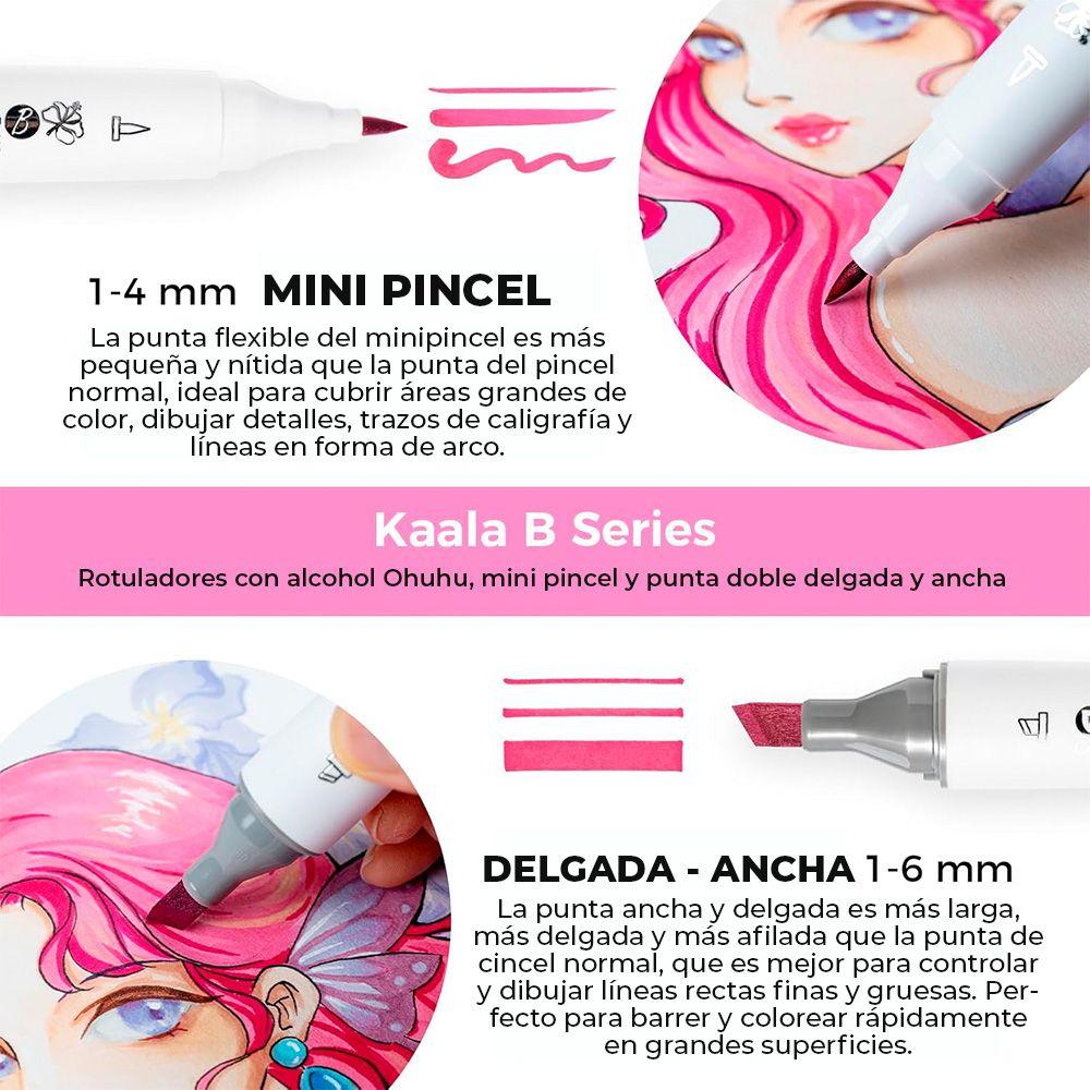 Ohuhu 60 Marcadores Base Alcohol Mini pincel y Biselada fina-2