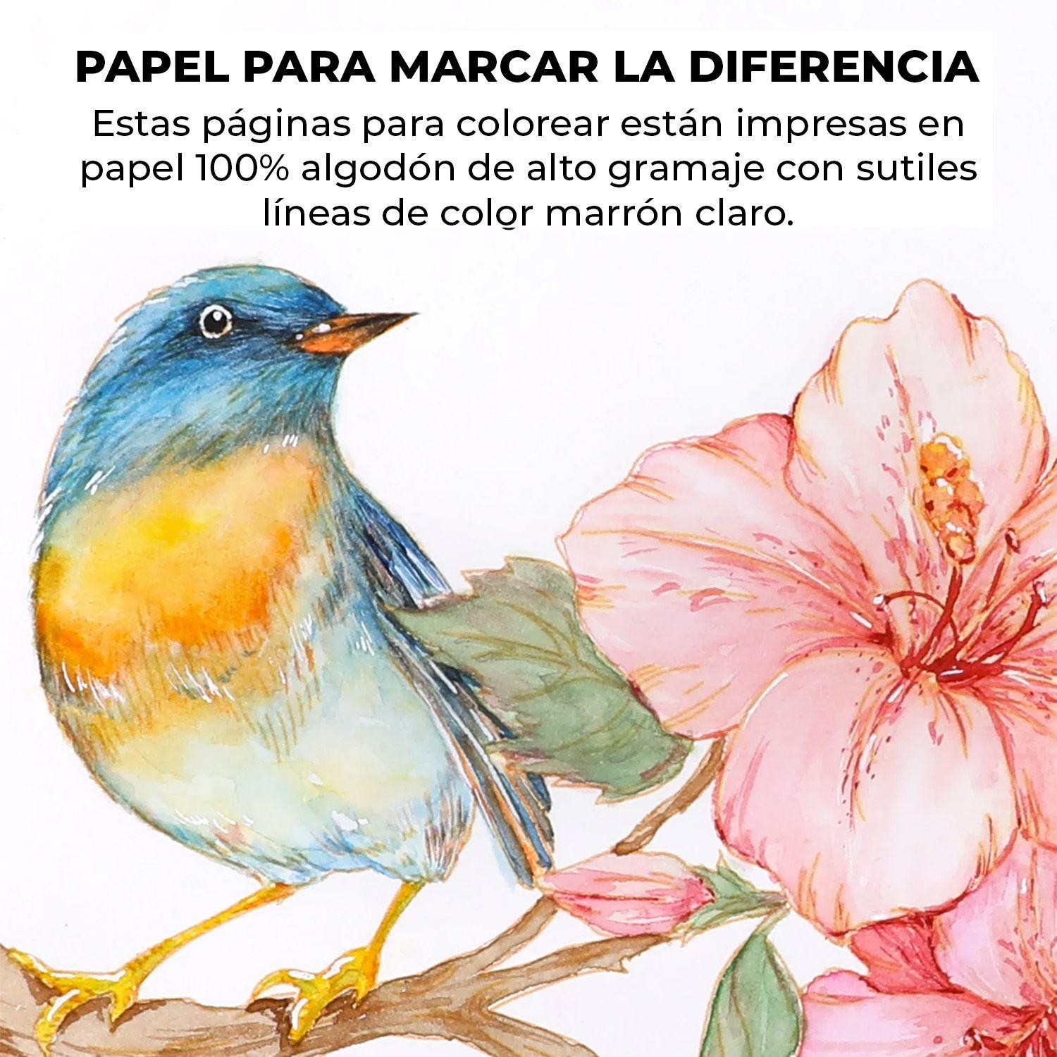 Libro de Acuarela para Colorear 15 hojas A5 300g/m² Floral-3