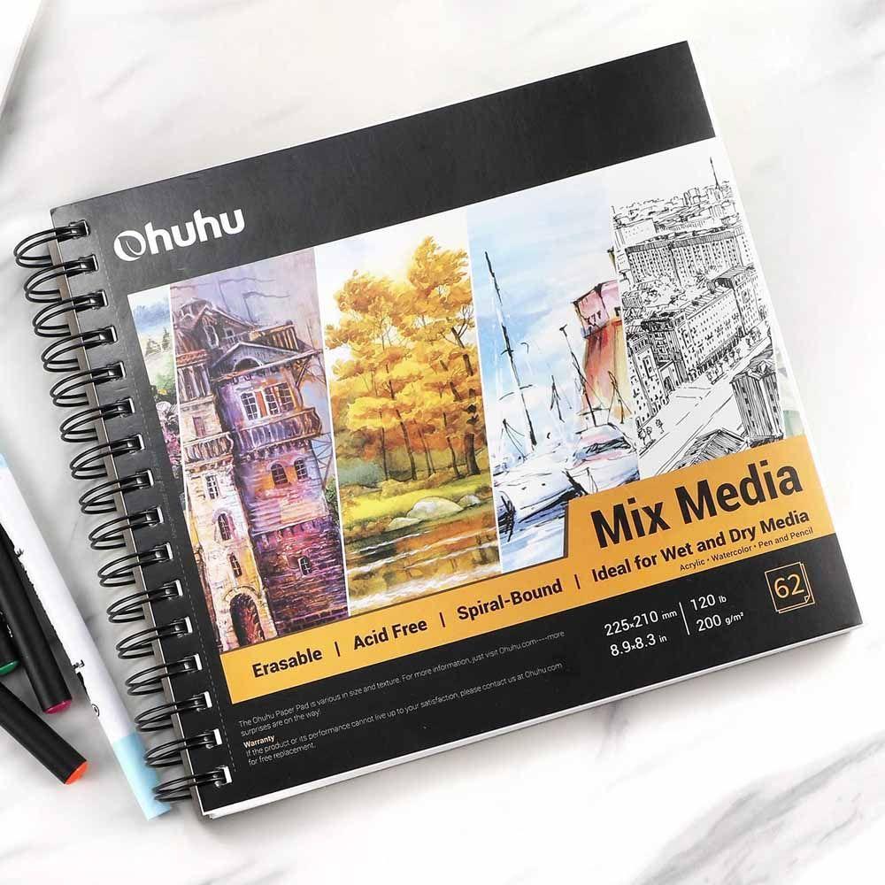 Ohuhu Block Espira (22x21 Cm, 62 Hojas) 120 Lb/200 Gsm-5