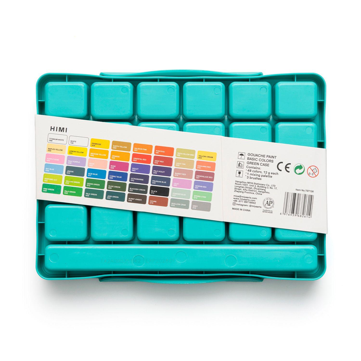 Himi Set Gouache 48 Colores Twin Cup 12g + 3 pinceles Verde-2