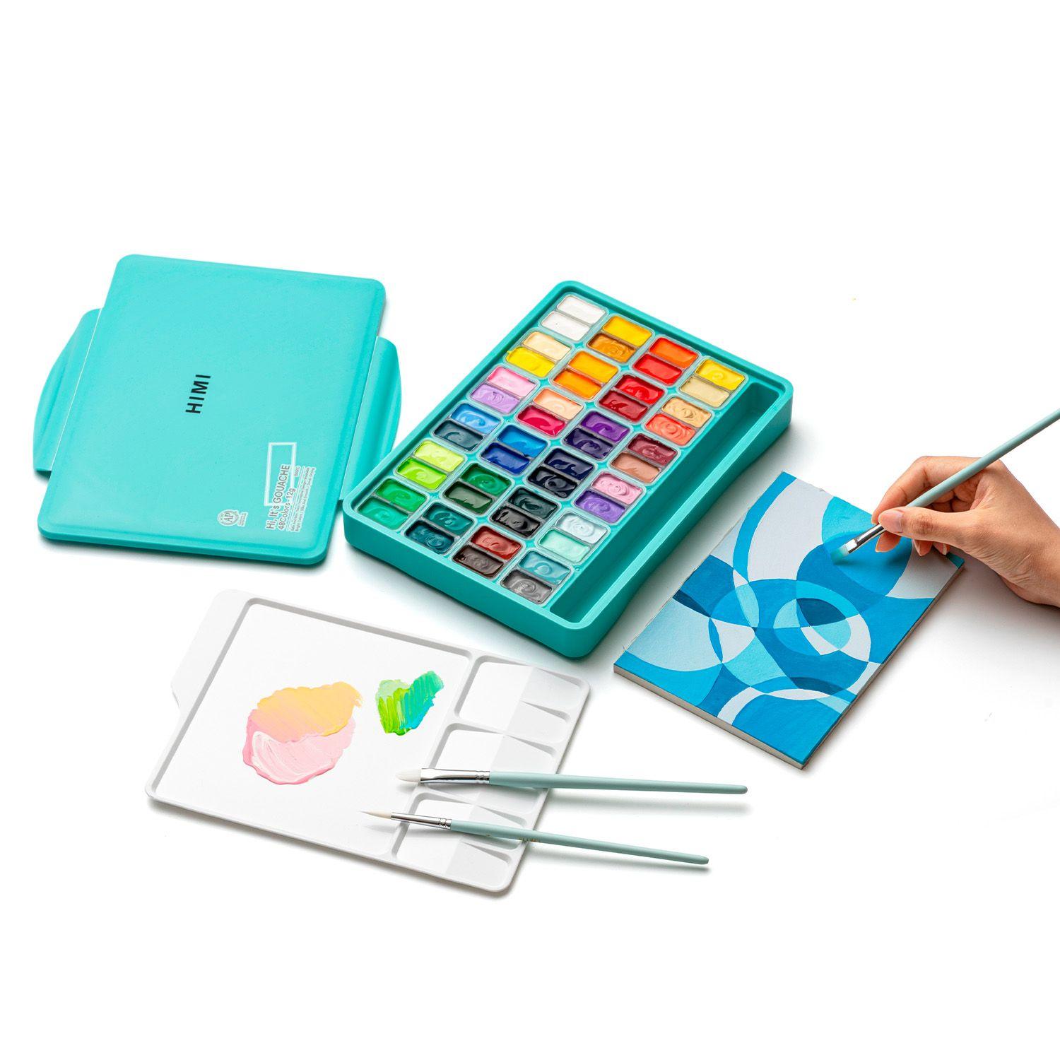 Himi Set Gouache 48 Colores Twin Cup 12g + 3 pinceles Verde-3