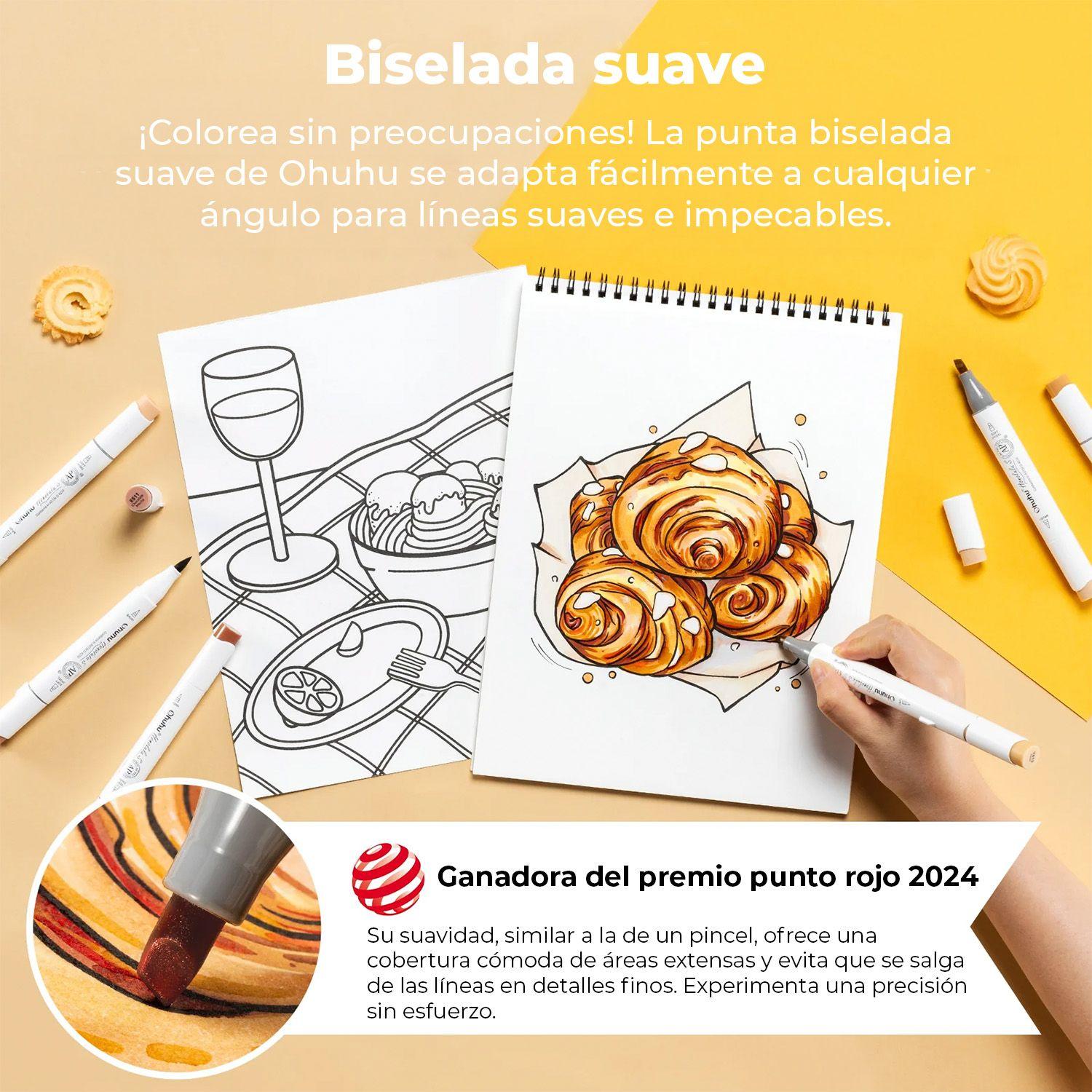 Ohuhu 24 Marcadores Piel Honolulu S Pincel & Biselada Suave-4