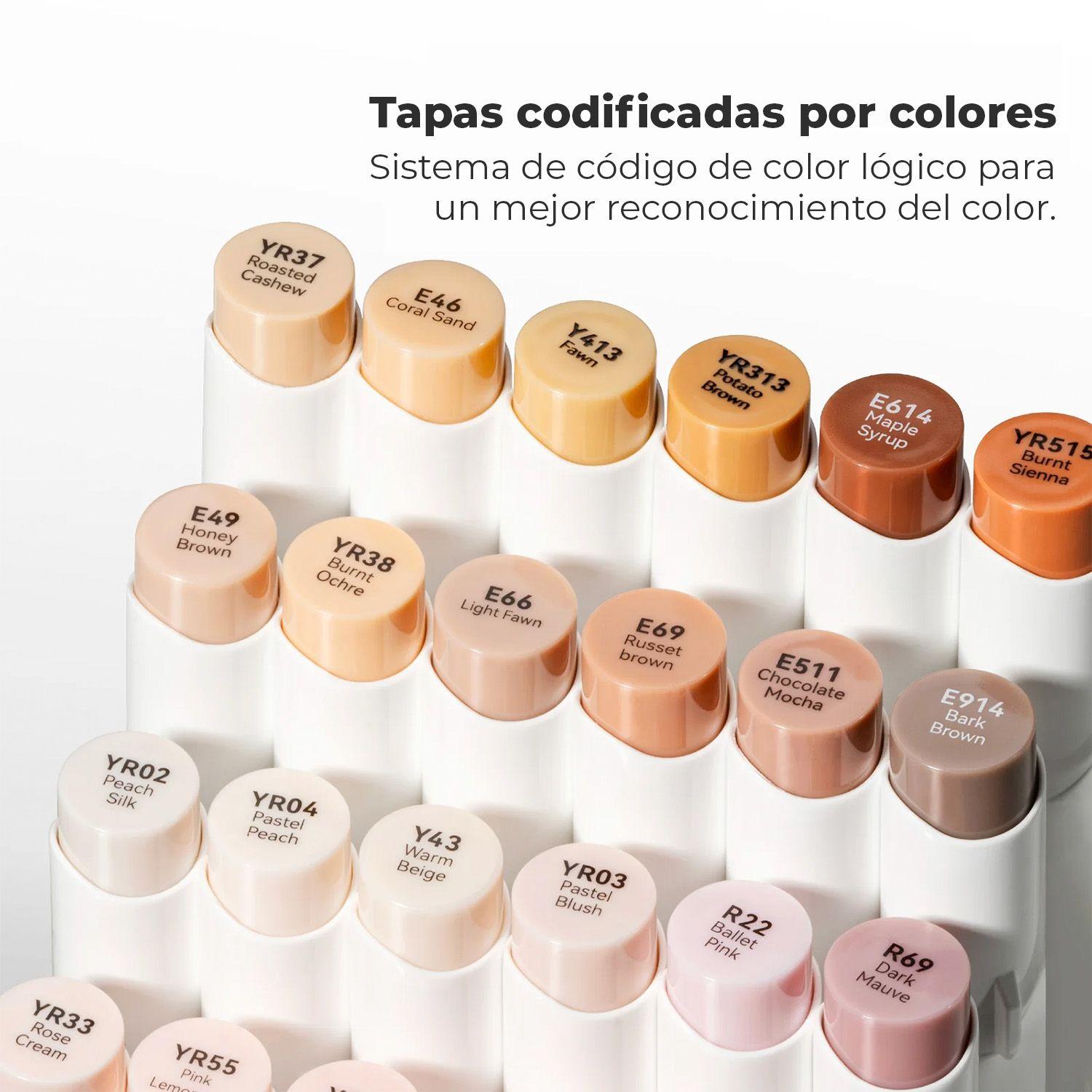 Ohuhu 24 Marcadores Piel Honolulu S Pincel & Biselada Suave-6