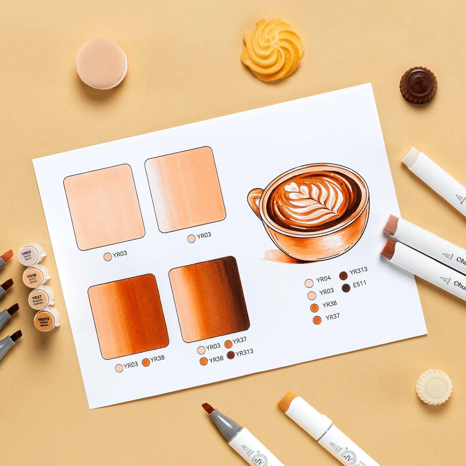 Ohuhu 24 Marcadores Piel Honolulu S Pincel & Biselada Suave-8