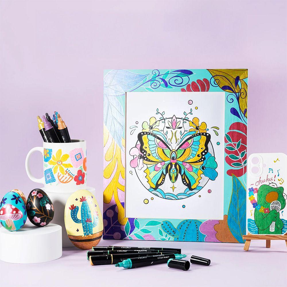 Ohuhu 90 Marcadores Acrílicos Punta Fina y Redonda-5