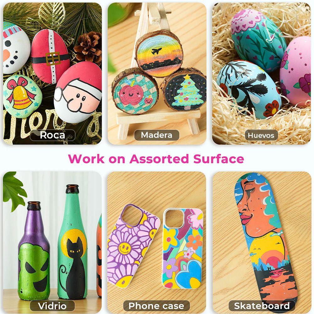 Ohuhu 90 Marcadores Acrílicos Punta Fina y Redonda-6