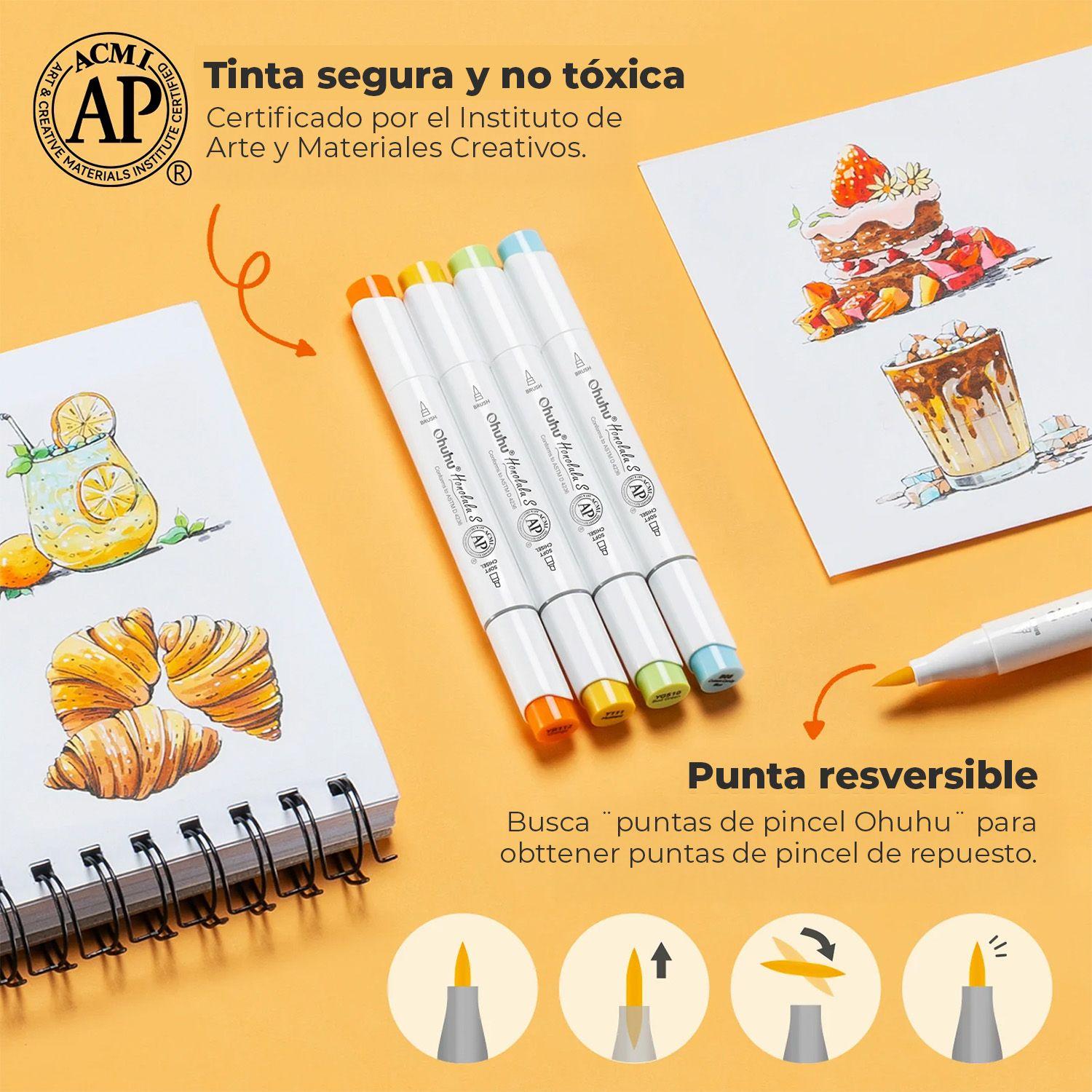 Ohuhu 48 Marcadores Alcohol Honolulu S Pincel&BiseladaSuave-7