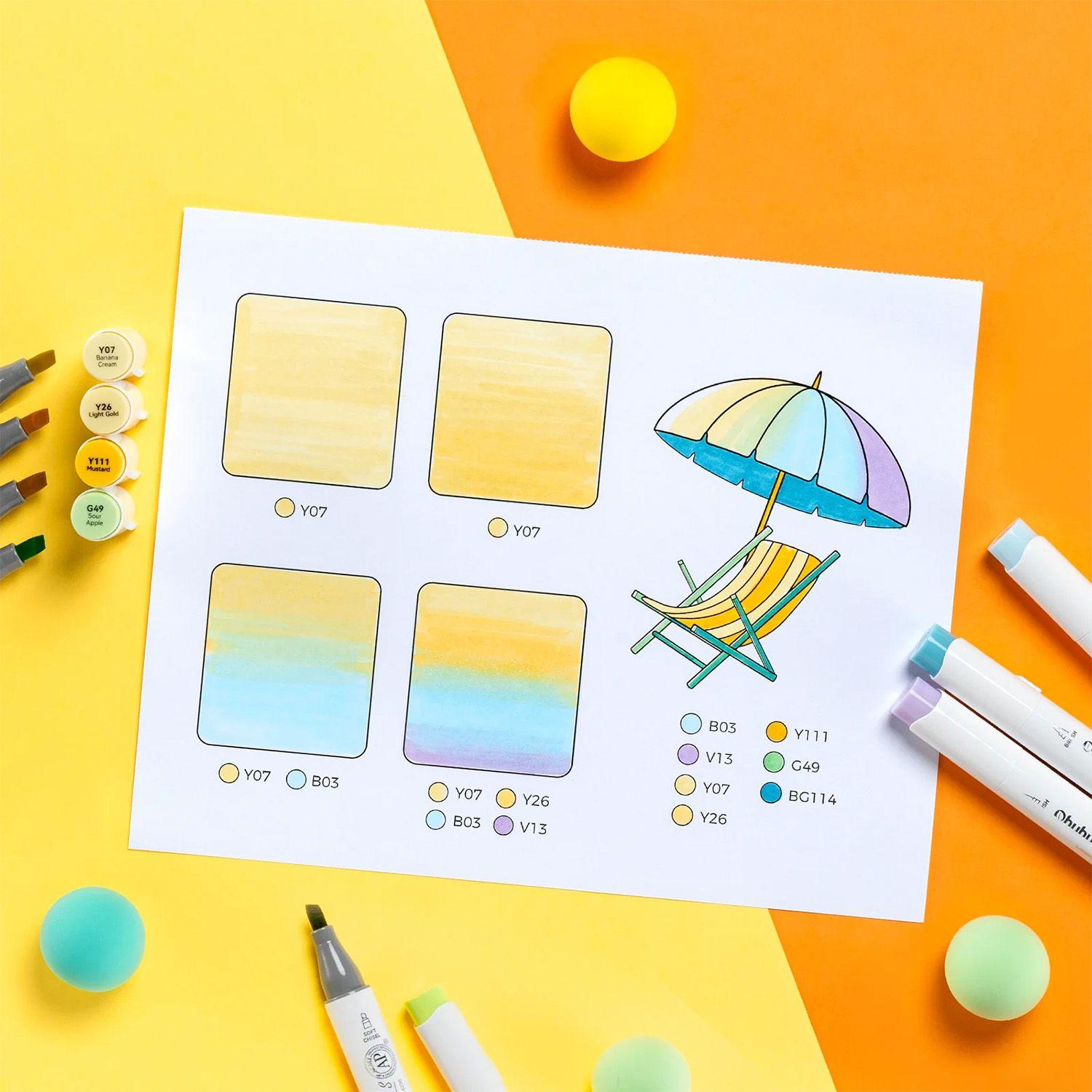 Ohuhu 48 Marcadores Alcohol Honolulu S Pincel&BiseladaSuave-8