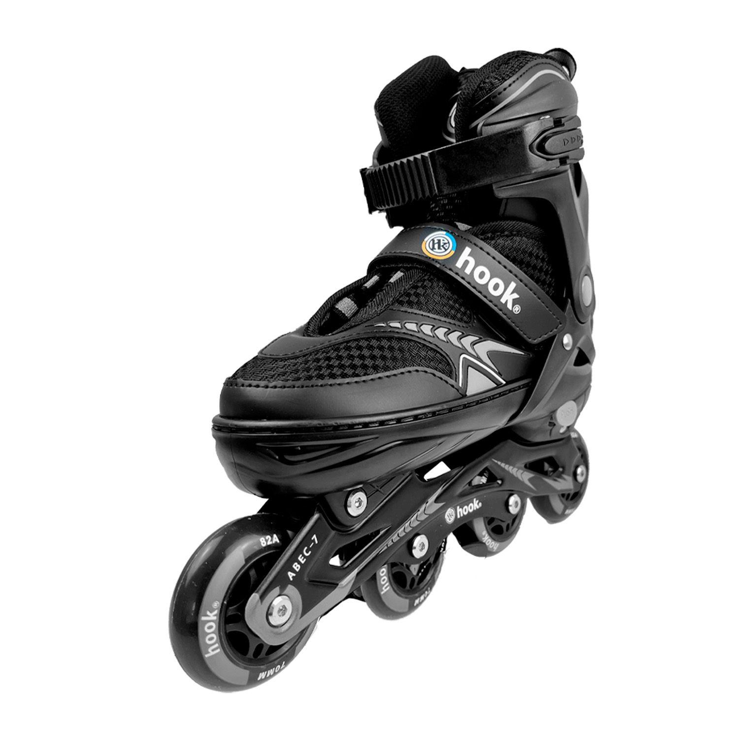 Patines en Linea Extensibles Hook Fitness Negro L (38-41)-0