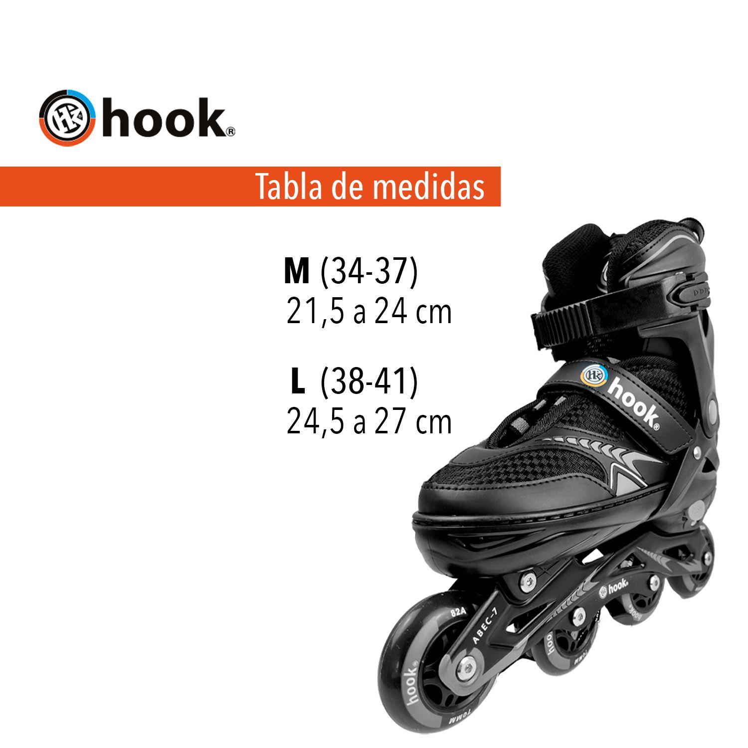 Patines en Linea Extensibles Hook Fitness Negro L (38-41)-1