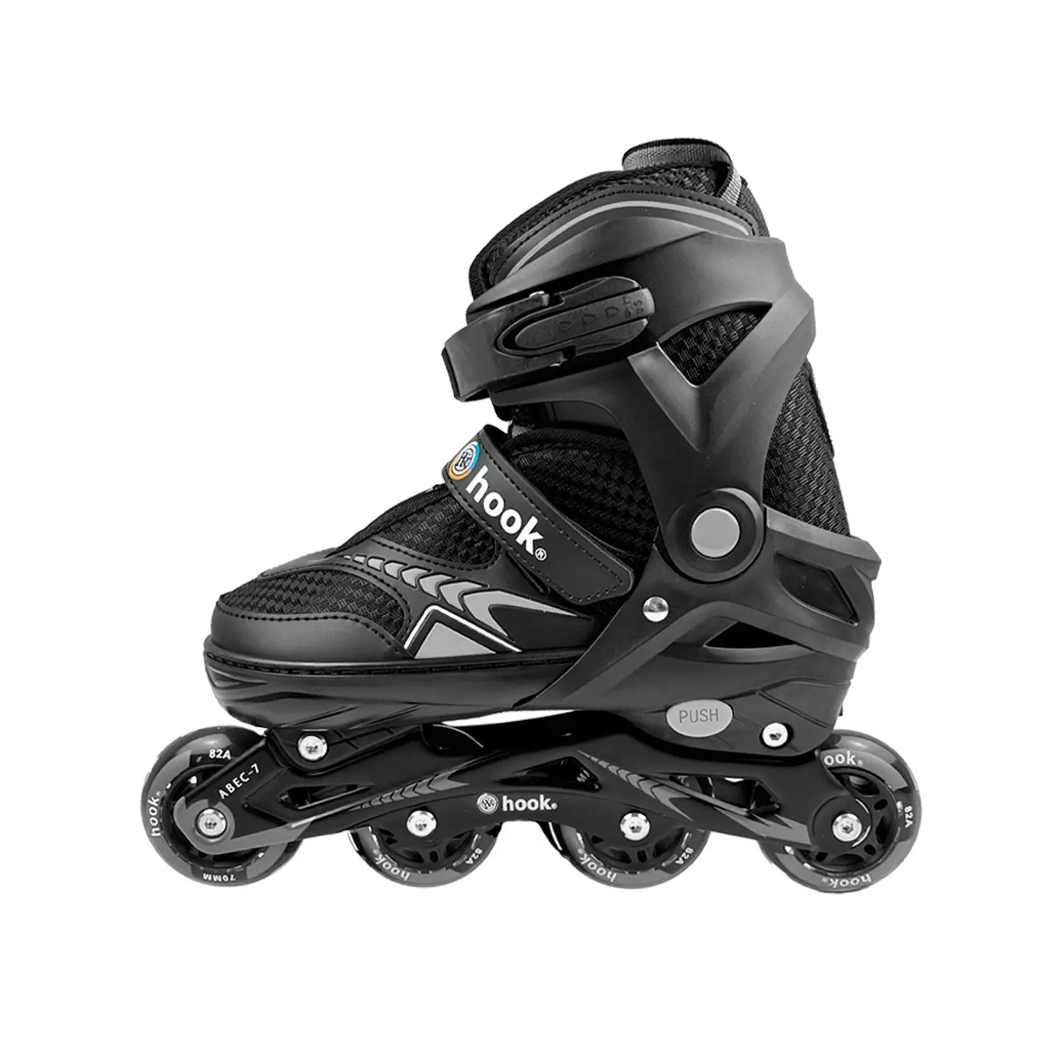 Patines en Linea Extensibles Hook Fitness Negro L (38-41)-2