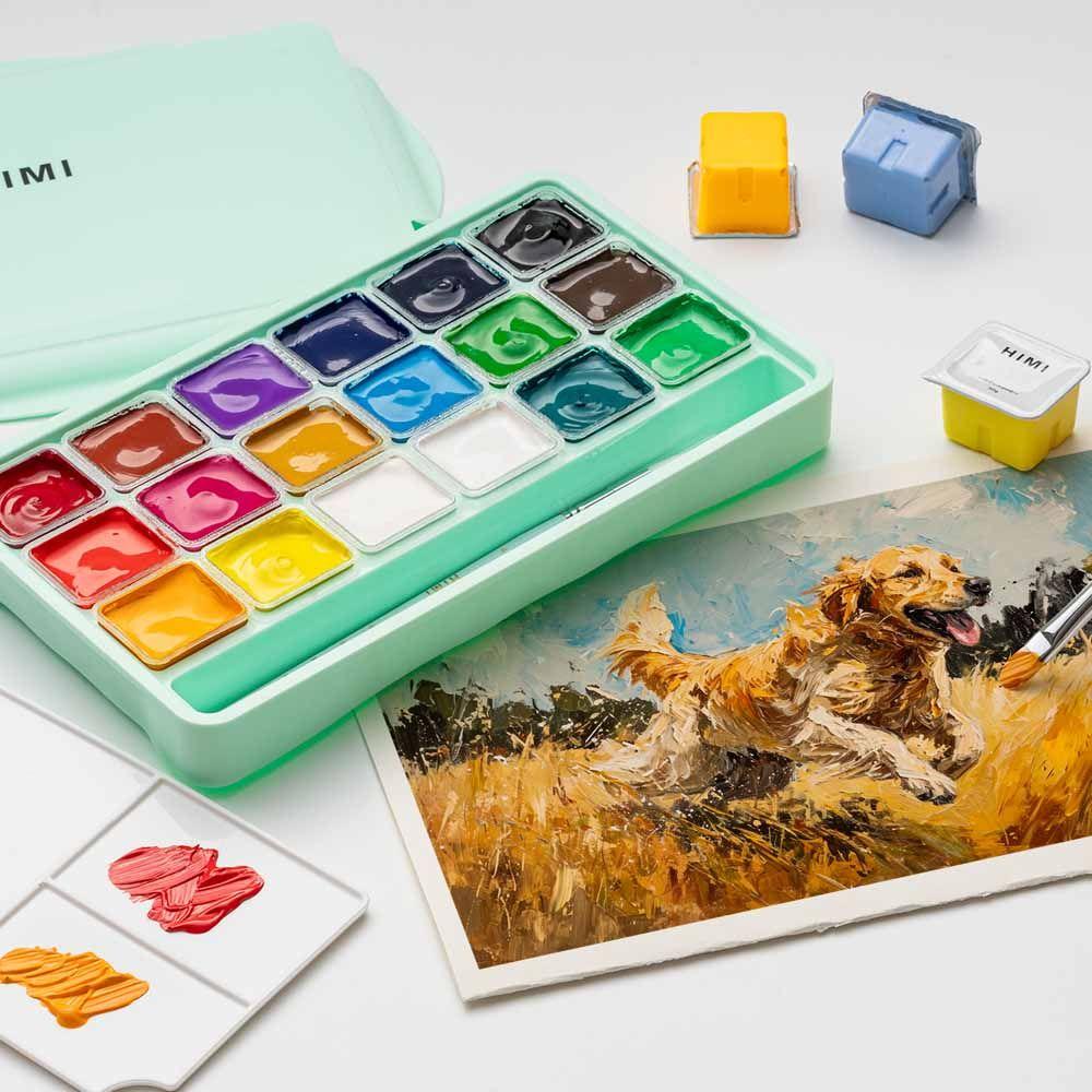 Set Miya gouache 18 colores / 30gr sin pinceles verde-1