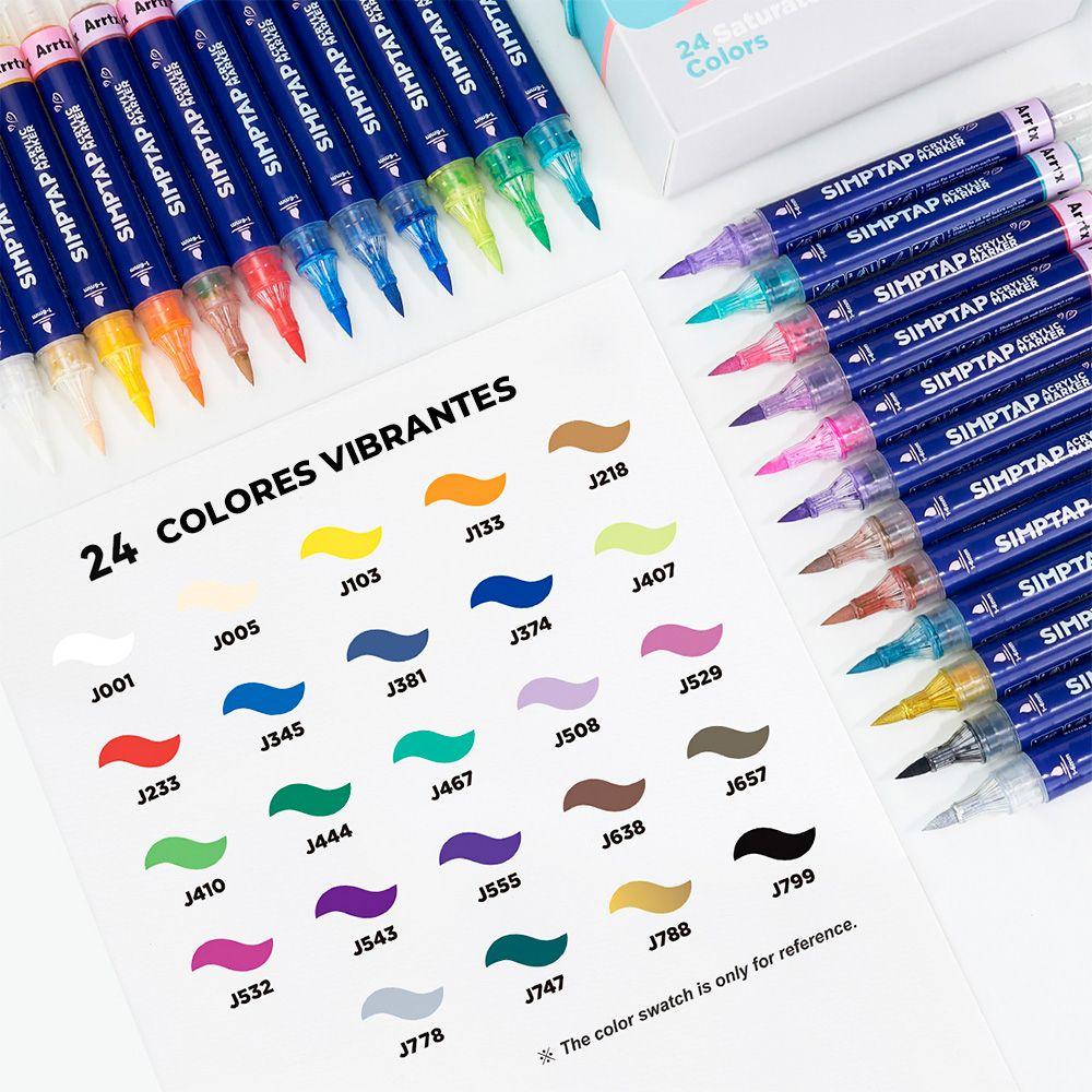 ARRTX MARCADORES DE ACCIÓN PINTURA ACRÍLICA 24 COLORES PUNTA-3