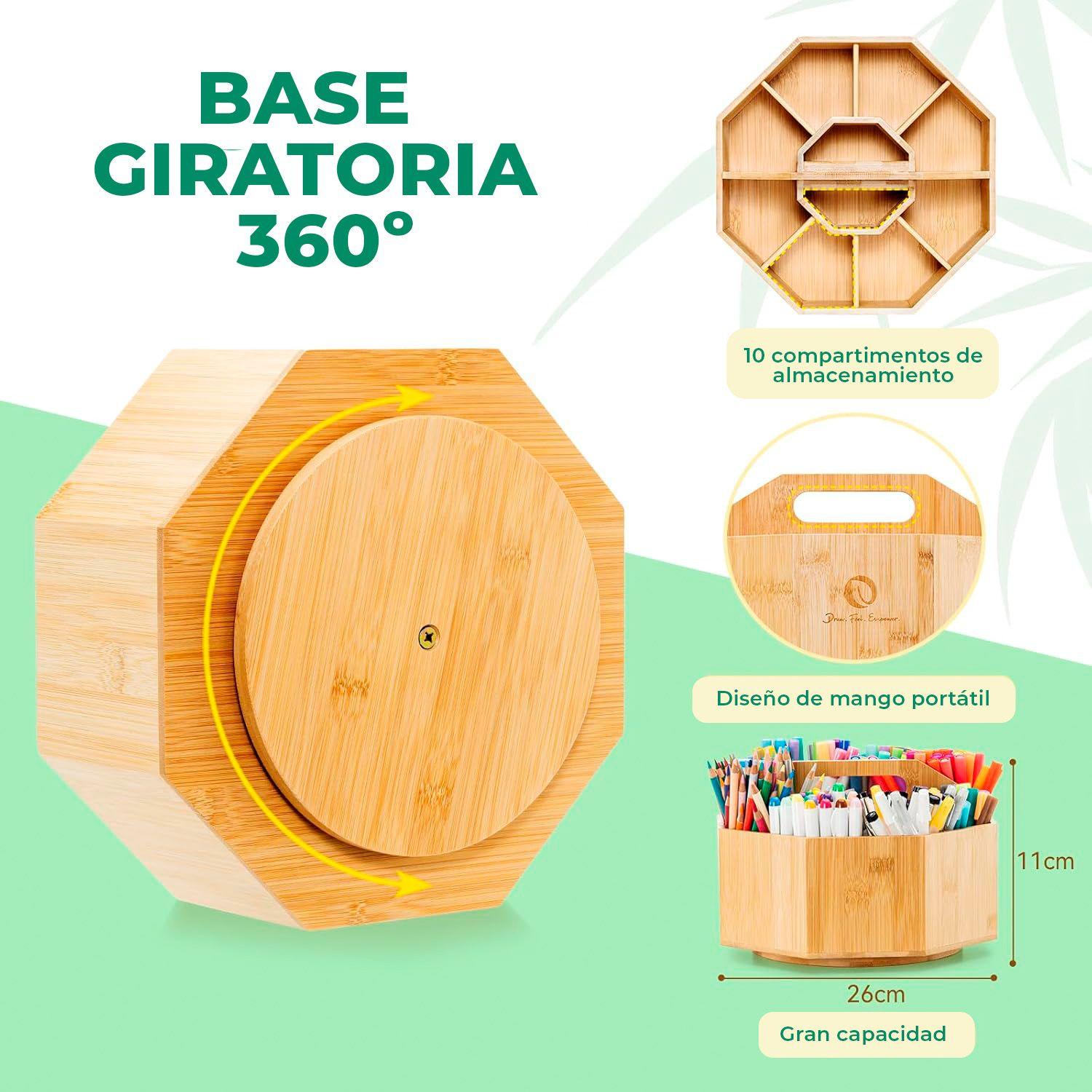 Ohuhu Organizador de Bambú Giratorio para 162 Marcadores-3