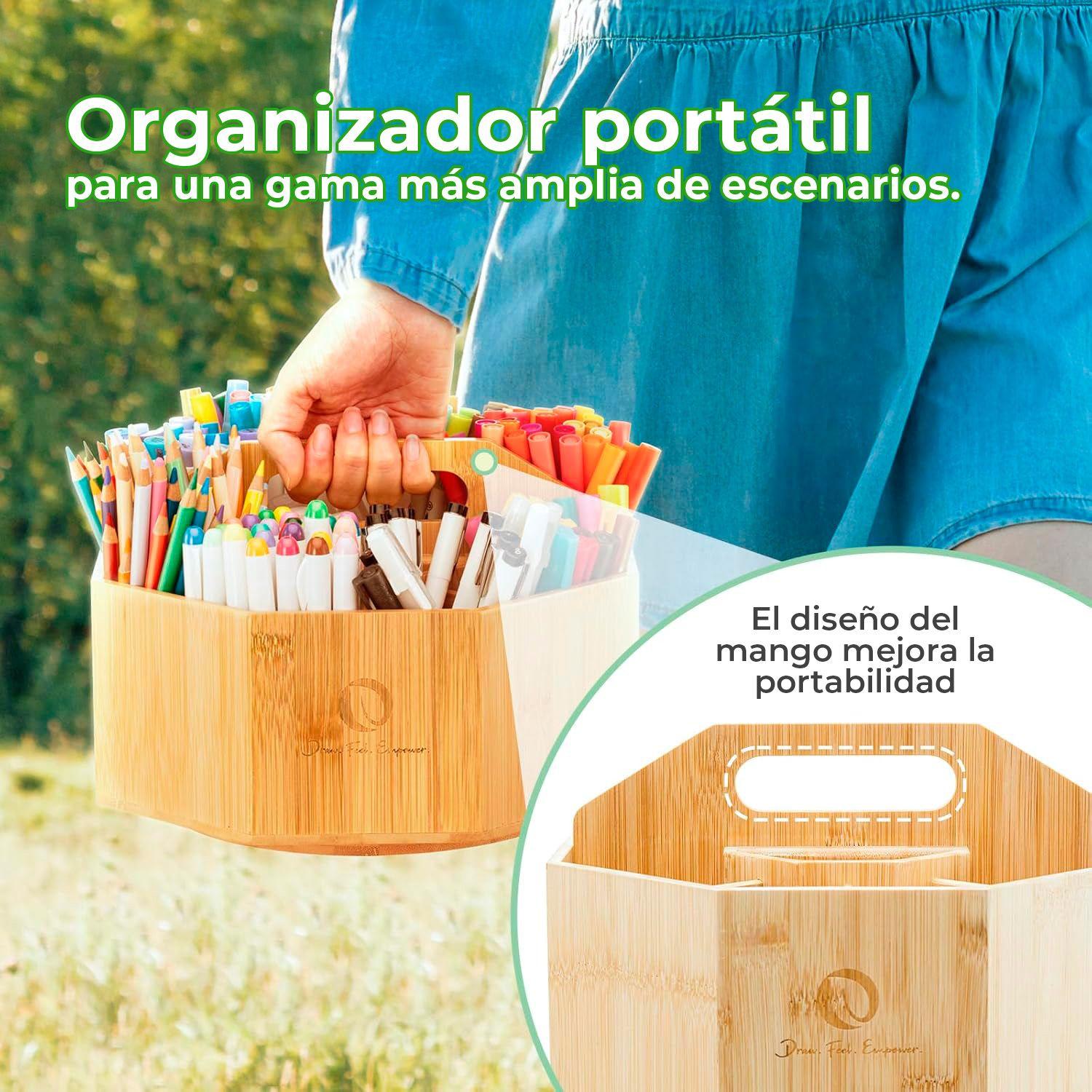 Ohuhu Organizador de Bambú Giratorio para 162 Marcadores-7