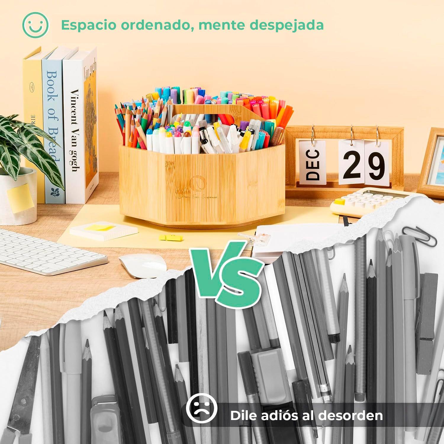 Ohuhu Organizador de Bambú Giratorio para 162 Marcadores-8