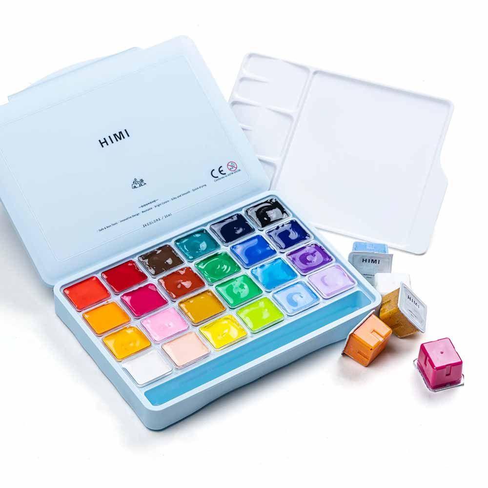 Set himi gouache 24 colores / 30gr sin pincel celeste-0