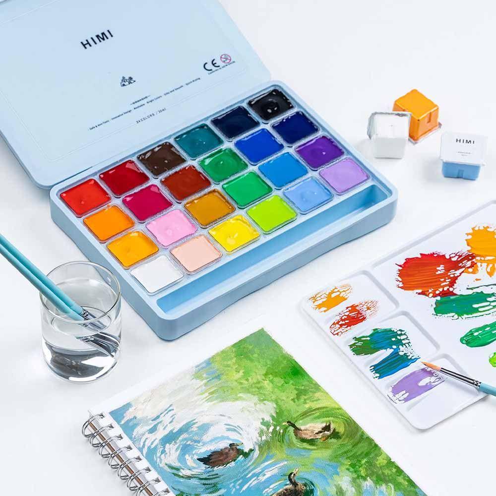 Set himi gouache 24 colores / 30gr sin pincel celeste-3