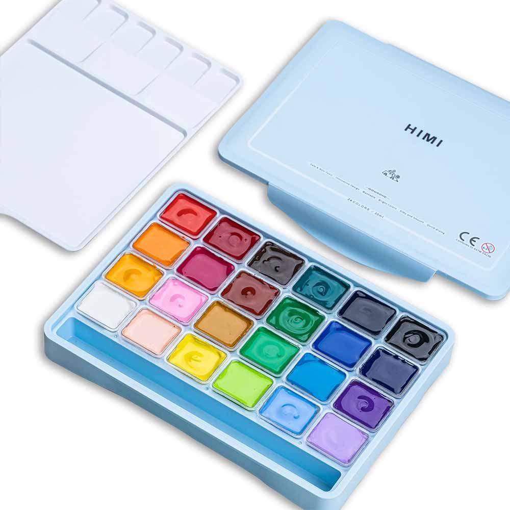 Set himi gouache 24 colores / 30gr sin pincel celeste-5