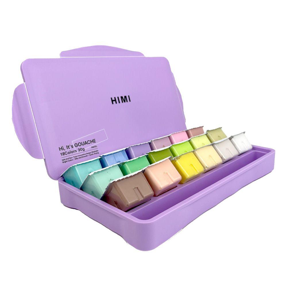 HIMI SET GOUACHE PASTEL 18 COLORES / 30GR ESTUCHE MORADO-0