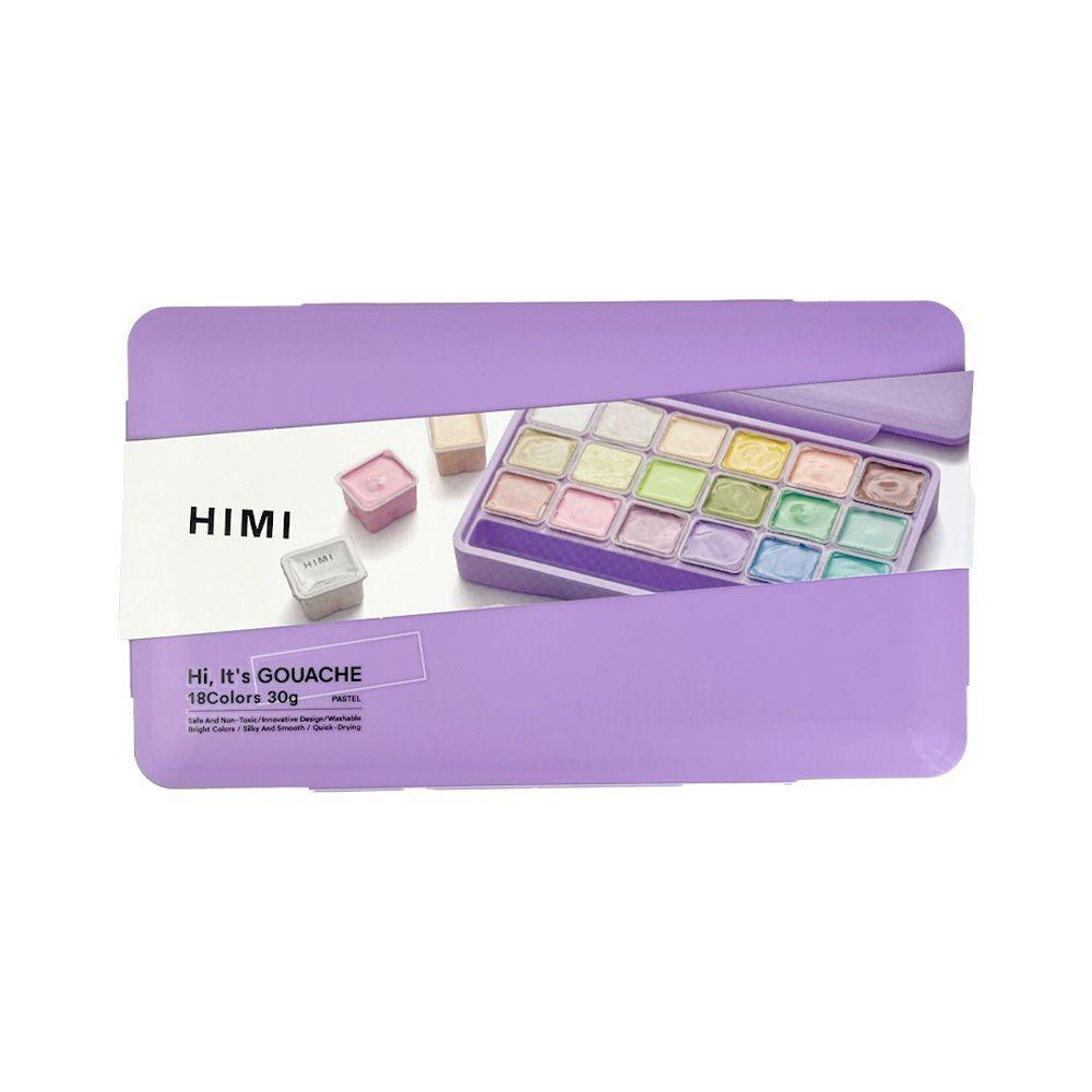 HIMI SET GOUACHE PASTEL 18 COLORES / 30GR ESTUCHE MORADO-1
