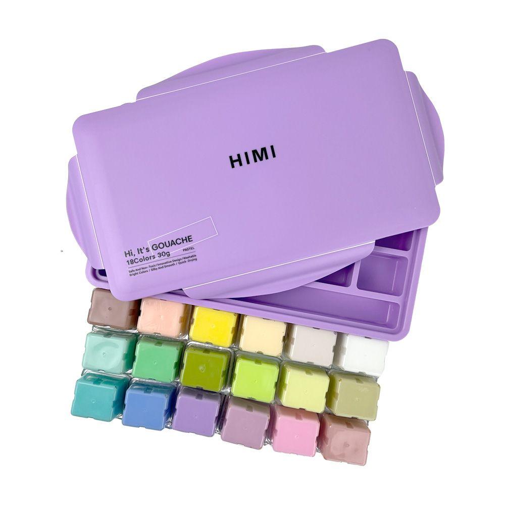 HIMI SET GOUACHE PASTEL 18 COLORES / 30GR ESTUCHE MORADO-2