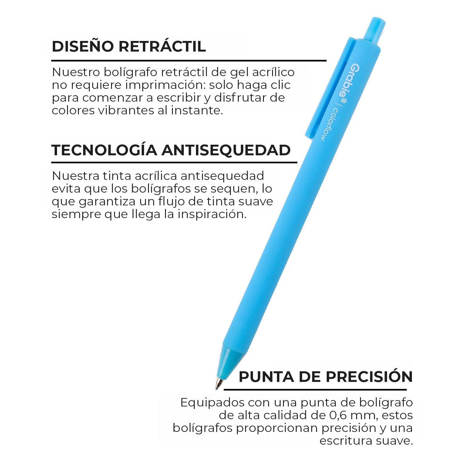 Grabie 12 Bolígrafos Retráctiles de Gel Acrílico Colorflow-2