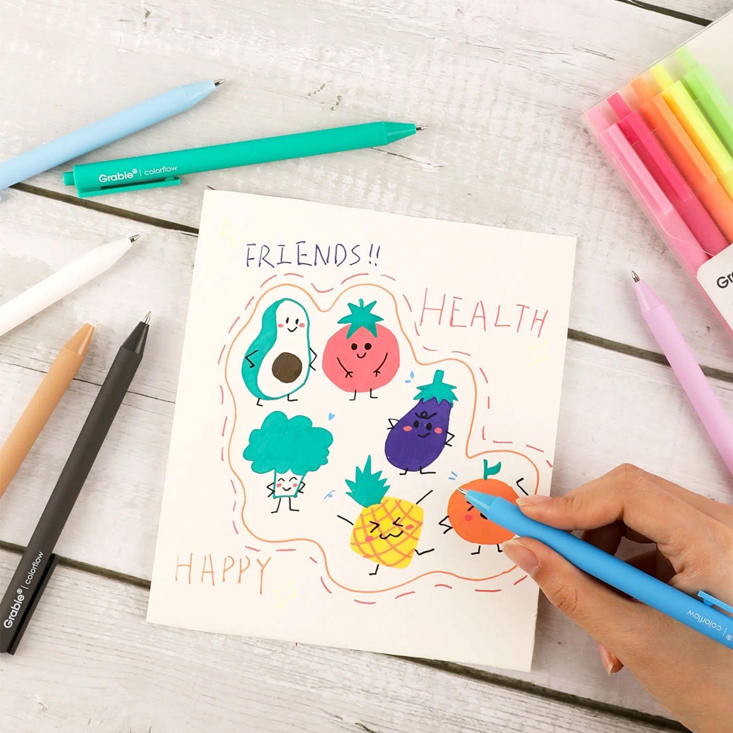 Grabie 12 Bolígrafos Retráctiles de Gel Acrílico Colorflow-6