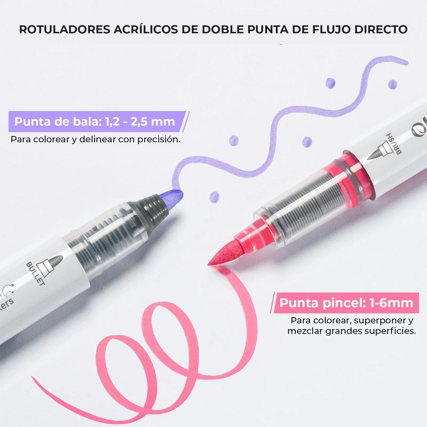 Ohuhu 24 Marcadores Acrílicos Waimoku Puntas Pincel&Bala-2