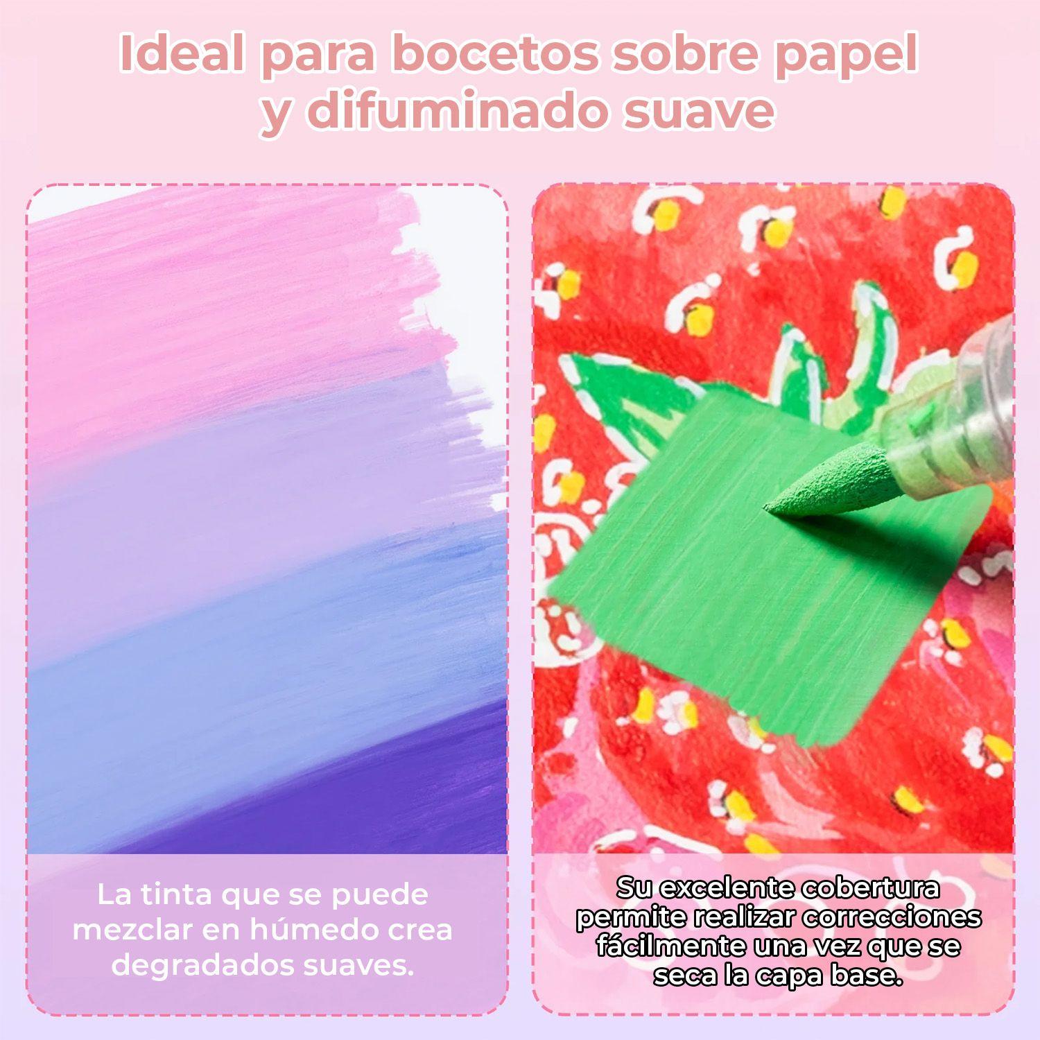 Ohuhu 24 Marcadores Acrílicos Waimoku Puntas Pincel&Bala-4